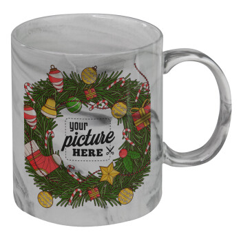 PHOTO Christmas twitch, Mug ceramic marble style, 330ml