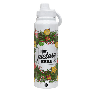 PHOTO Christmas twitch, 1L Stainless Steel Thermal Bottle with Phone Holder & Double Wall Insulation