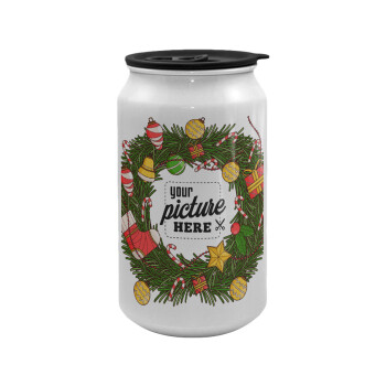 PHOTO Christmas twitch, Κούπα ταξιδιού μεταλλική με καπάκι (tin-can) 500ml