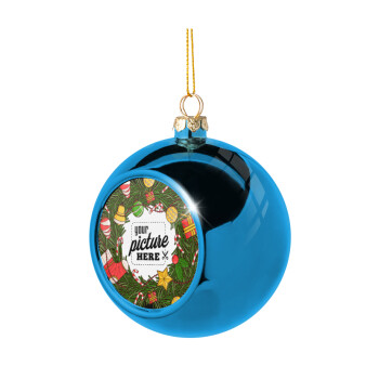 PHOTO Christmas twitch, Χριστουγεννιάτικη μπάλα δένδρου Μπλε 8cm