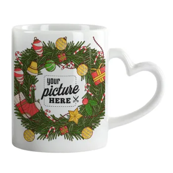 PHOTO Christmas twitch, Mug heart handle, ceramic, 330ml