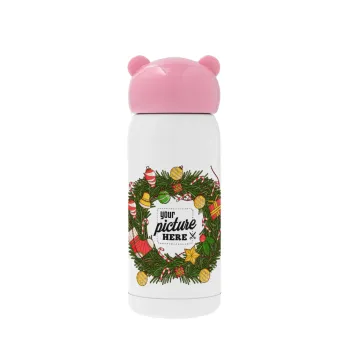 PHOTO Christmas twitch, Ροζ ανοξείδωτο παγούρι θερμό (Stainless steel), 320ml