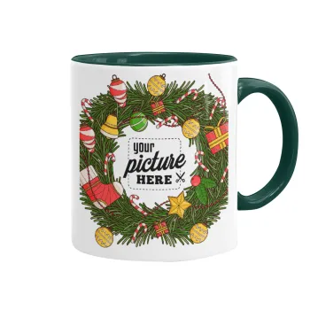 PHOTO Christmas twitch, Κούπα χρωματιστή πράσινη, κεραμική, 330ml