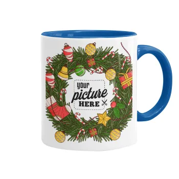 PHOTO Christmas twitch, Κούπα χρωματιστή μπλε, κεραμική, 330ml