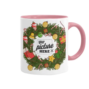 PHOTO Christmas twitch, Κούπα χρωματιστή ροζ, κεραμική, 330ml