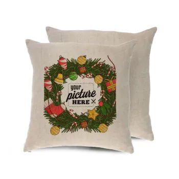 PHOTO Christmas twitch, Μαξιλάρι καναπέ ΛΙΝΟ 40x40cm περιέχεται το  γέμισμα