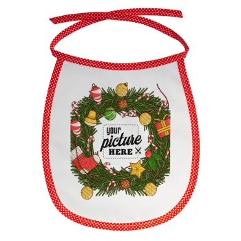 PHOTO Christmas twitch, Σαλιάρα μωρού αλέκιαστη με κορδόνι Κόκκινη