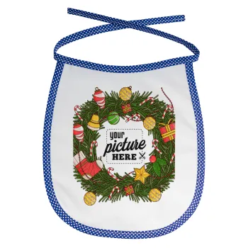 PHOTO Christmas twitch, Σαλιάρα μωρού αλέκιαστη με κορδόνι Μπλε