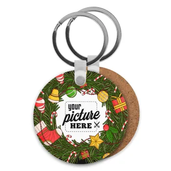 PHOTO Christmas twitch, Μπρελόκ Ξύλινο στρογγυλό MDF Φ5cm