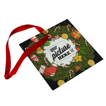 PHOTO Christmas twitch, Christmas ornament, glass square ornament 9x9cm