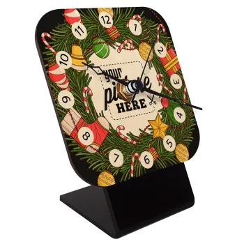 PHOTO Christmas twitch, Quartz Table clock in natural wood (10cm)