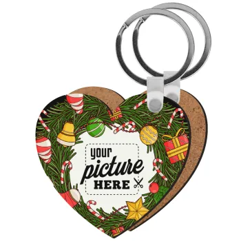 PHOTO Christmas twitch, Μπρελόκ Ξύλινο καρδιά MDF