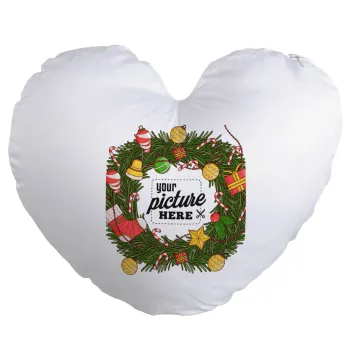 PHOTO Christmas twitch, Μαξιλάρι καναπέ καρδιά 40x40cm περιέχεται το  γέμισμα