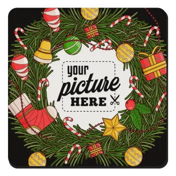 PHOTO Christmas twitch, Τετράγωνο μαγνητάκι ξύλινο 9x9cm