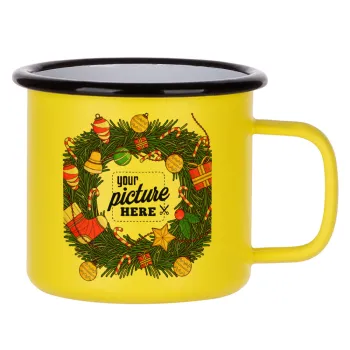PHOTO Christmas twitch, Metallic enamel MATT Yellow cup 360ml