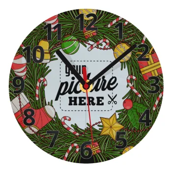 PHOTO Christmas twitch, Ρολόι τοίχου γυάλινο (20cm)