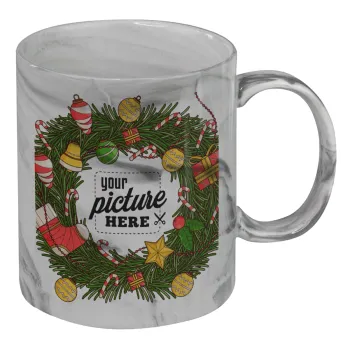 PHOTO Christmas twitch, Mug ceramic marble style, 330ml