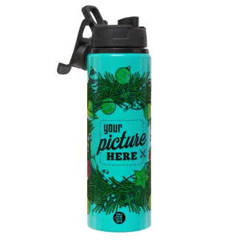 PHOTO Christmas twitch, Μεταλλικό παγούρι νερού με καπάκι ασφαλείας, αλουμινίου 850ml