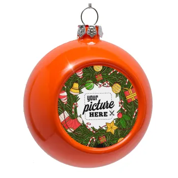 PHOTO Christmas twitch, Στολίδι Χριστουγεννιάτικη μπάλα δένδρου Πορτοκαλί 8cm