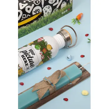 PHOTO Christmas twitch, Πασχαλινή Λαμπάδα με παγούρι μεταλλικό (620ml, stainless steel) & κερί αρωματικό πλακέ (30cm) (ΤΙΡΚΟΥΑΖ)