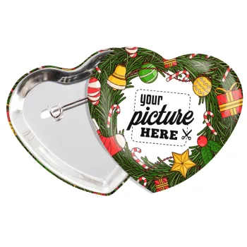 PHOTO Christmas twitch, Κονκάρδα παραμάνα καρδιά (57x52mm)