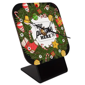 PHOTO Christmas twitch, Επιτραπέζιο ρολόι ξύλινο με δείκτες (10cm)