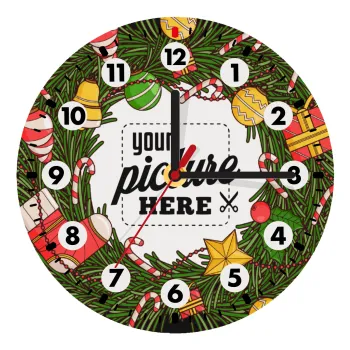 PHOTO Christmas twitch, Ρολόι τοίχου ξύλινο (20cm)