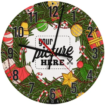 PHOTO Christmas twitch, Ρολόι τοίχου ξύλινο (30cm)