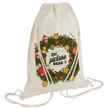 PHOTO Christmas twitch, Τσάντα πλάτης πουγκί GYMBAG natural (28x40cm)