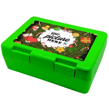 PHOTO Christmas twitch, Children's cookie container GREEN 185x128x65mm (BPA free plastic)