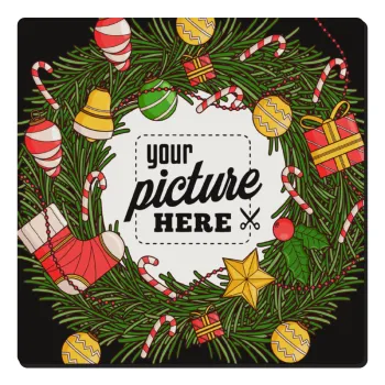 PHOTO Christmas twitch, Τετράγωνο μαγνητάκι ξύλινο 6x6cm