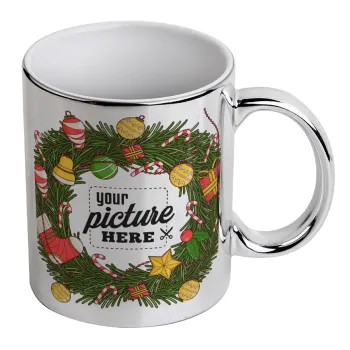PHOTO Christmas twitch, Mug ceramic, silver mirror, 330ml