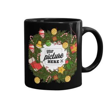 PHOTO Christmas twitch, Mug black, ceramic, 330ml