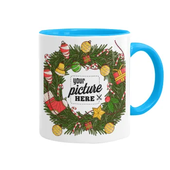 PHOTO Christmas twitch, Mug colored light blue, ceramic, 330ml