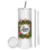 Tumbler ποτήρι θερμό από ανοξείδωτο ατσάλι 600ml, με μεταλλικό καλαμάκι & βούρτσα καθαρισμού