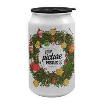 PHOTO Christmas twitch, Κούπα ταξιδιού μεταλλική με καπάκι (tin-can) 500ml