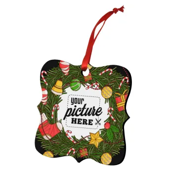 PHOTO Christmas twitch, Christmas ornament polygon wooden 7.5cm