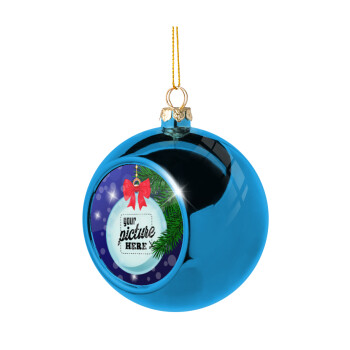 PHOTO snowball, Χριστουγεννιάτικη μπάλα δένδρου Μπλε 8cm
