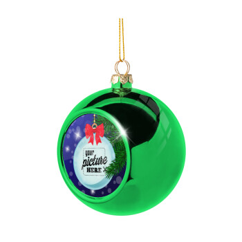 PHOTO snowball, Χριστουγεννιάτικη μπάλα δένδρου Πράσινη 8cm
