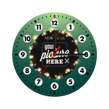 PHOTO xmas lights, Ρολόι τοίχου ξύλινο (20cm)