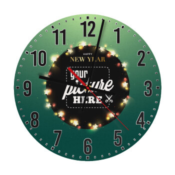 PHOTO xmas lights, Ρολόι τοίχου ξύλινο (30cm)