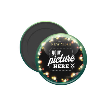 PHOTO xmas lights, Μαγνητάκι ψυγείου στρογγυλό διάστασης 5cm