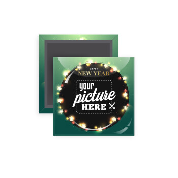 PHOTO xmas lights, Μαγνητάκι ψυγείου τετράγωνο διάστασης 5x5cm