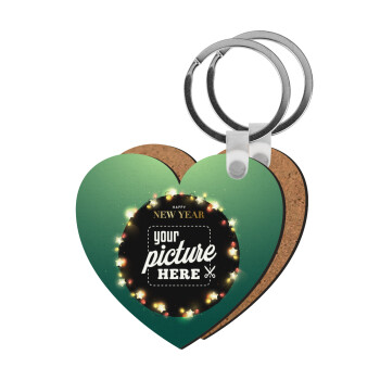 PHOTO xmas lights, Μπρελόκ Ξύλινο καρδιά MDF