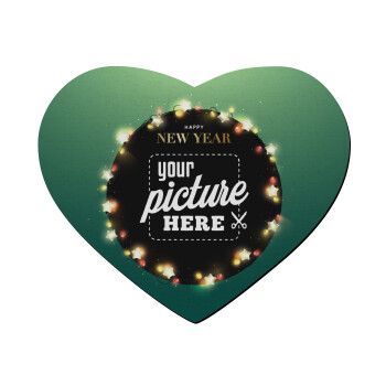 PHOTO xmas lights, Mousepad καρδιά 23x20cm