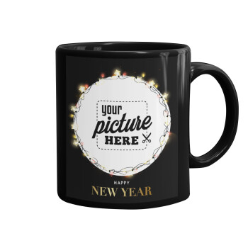 PHOTO xmas lights, Mug black, ceramic, 330ml