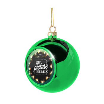 PHOTO xmas lights, Green Christmas tree ornament ball 8cm