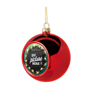 PHOTO xmas lights, Χριστουγεννιάτικη μπάλα δένδρου Κόκκινη 8cm