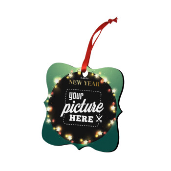 PHOTO xmas lights, Στολίδι Χριστουγεννιάτικο στολίδι polygon ξύλινο 7.5cm