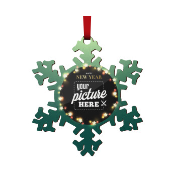 PHOTO xmas lights, Christmas ornament wooden snowflake 9cm